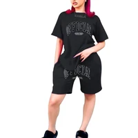 ayes 2022 2piece sets womens outfits sets tracksuit o neck letter printing t shirt and high waisted shorts pullover suits