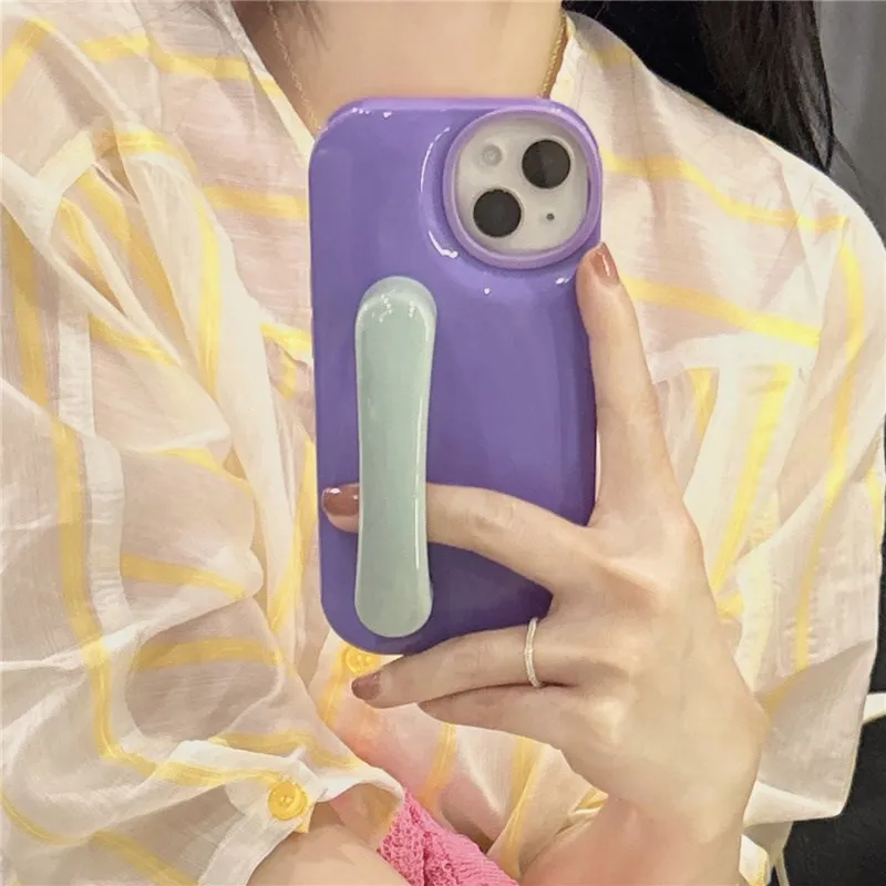 

2023 New Cream Color Handle Bracket Phone Case For IPhone 14 Pro Max 13 12 11 Pro Max 14 Plus Creative Candy Holder Soft Cover
