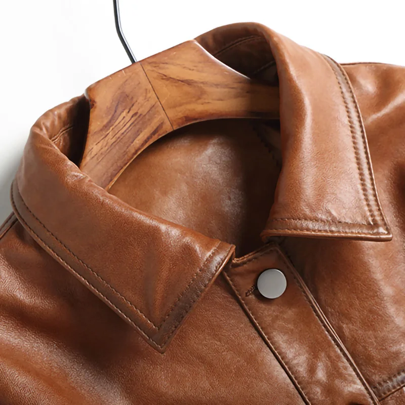 Women's Retro Leather Jackets Solid Biker Jacket Single-Breasted Motorcycle Coats Pockets 2022 New Autumn CL4034