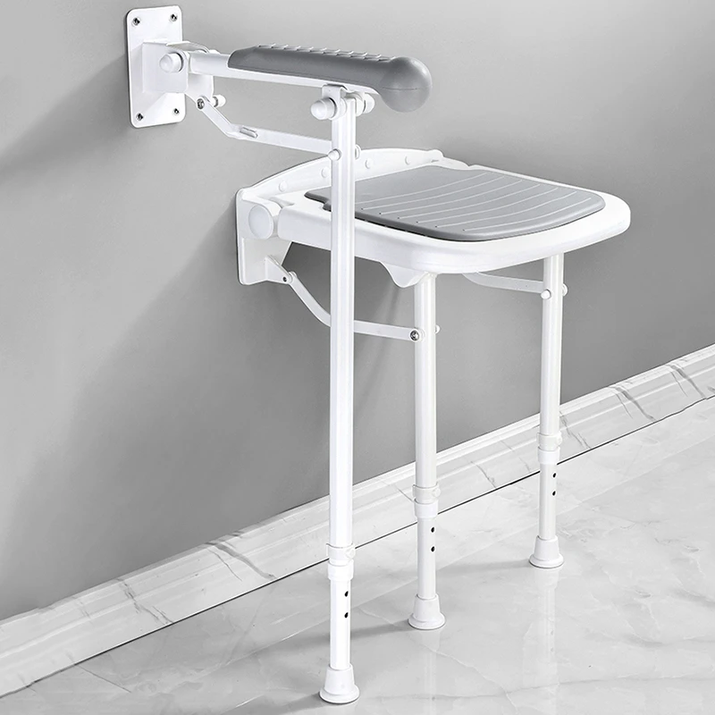 

Small White Stool Shower Chair Folding Elderly Wall Mounted Shower Seat Handicap Toilet Sillas Plegables Bathroom Fixture DL6YSY