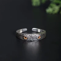 s925 silver creative adjustable open owl ring for women men rings charm unisex stainless steel rings jewelry