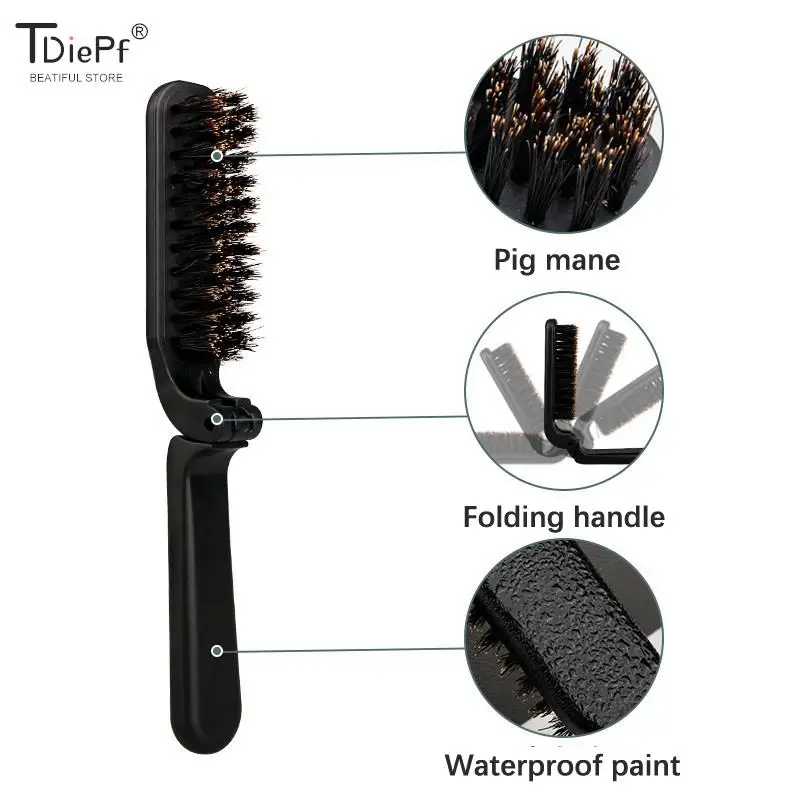 

1PCS New Folding Beard Brush Men's Beard Brush Shaving Comb Facial Massage Manual Yellow Beard Brush Care ABS+Boar Bristle