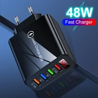 48w quick charger usb charger for iphone 12 13 xiaomi poco x3 led digital display fast charging 4 usb wall phone charger