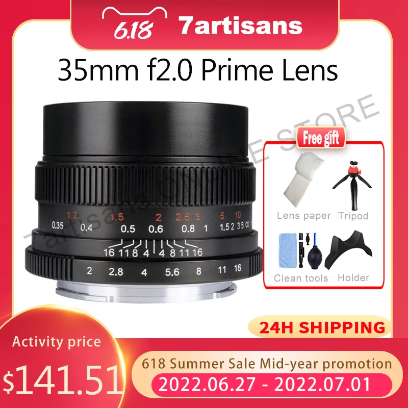 7artisans 35mm f2.0 Prime Lens to All mirrorless Series for E-mount Cameras A7 A7II A7R A7RII A7S A6500