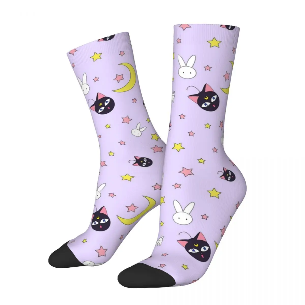 

Симпатичные фиолетовые Дизайнерские мужские женские носки из полиэстера Повседневные носки Новинка весна лето осень зима носки средней дл...