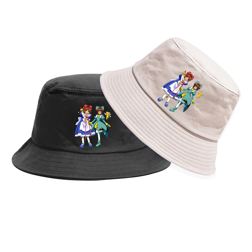 

Casual Fisherman Hat Cardcaptor Sakura Anime Bucket Hats Cartoon Student Hat Outdoor Caps Summer Hip Hop Sun Protection Cap