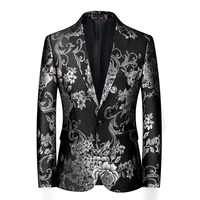 business casual small suit jacket european black gorgeous high end mens fashion slim suit personality stage performance banquet
