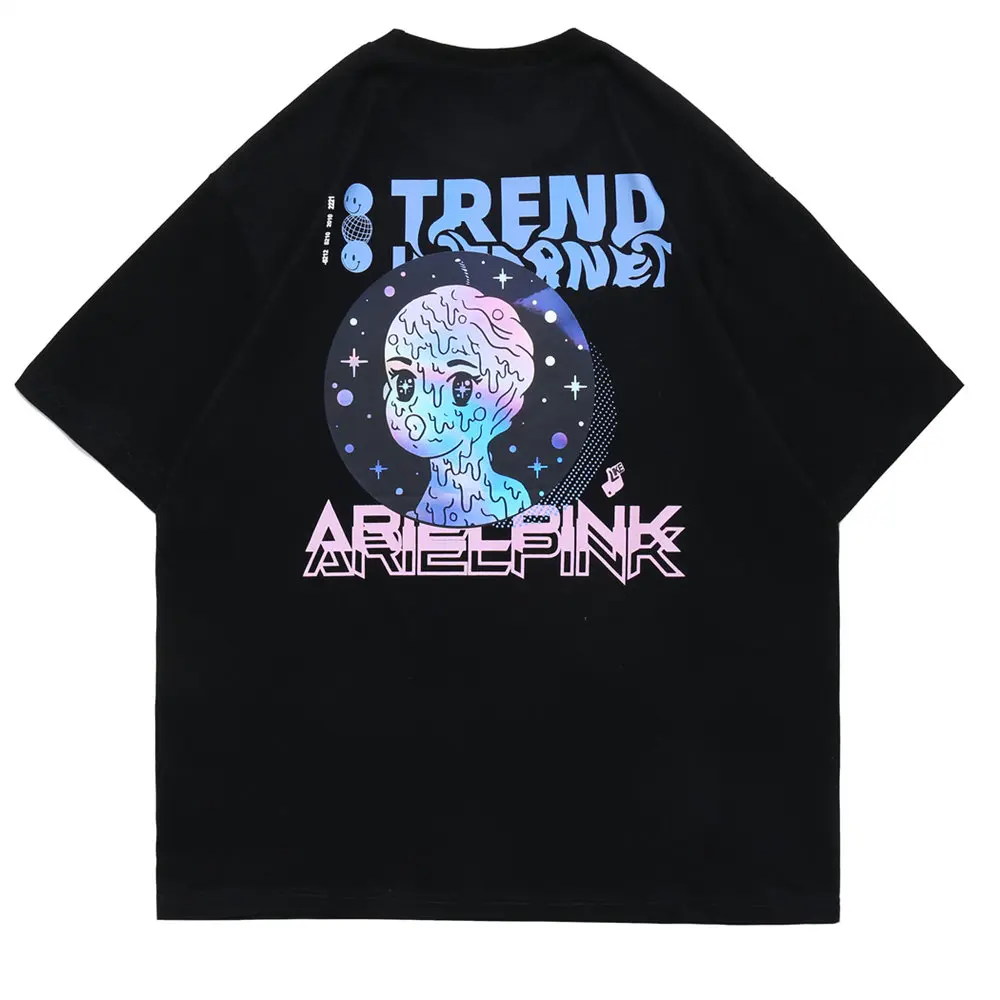 

Футболка мужская оверсайз с круглым вырезом, хлопковая рубашка с аниме принтом, уличная одежда с короткими рукавами в стиле Харадзюку, лето ...