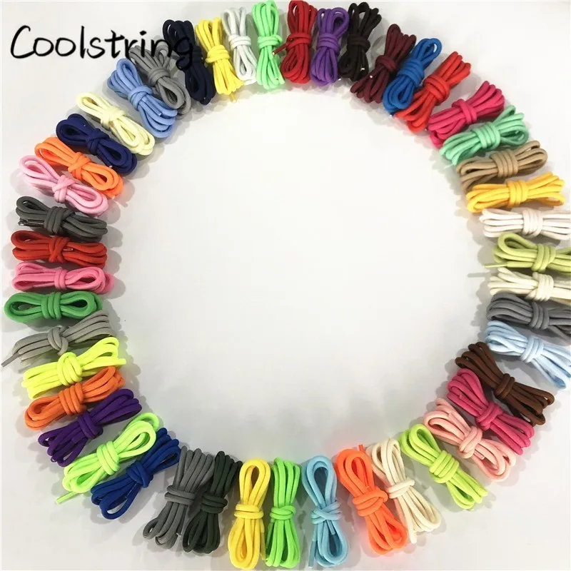 Coolstring 5mm Round Polyester Customized Shoelaces Green Navy Fashion Shoe Laces Extra Long Unisex Women Men Sneaker Shoestring