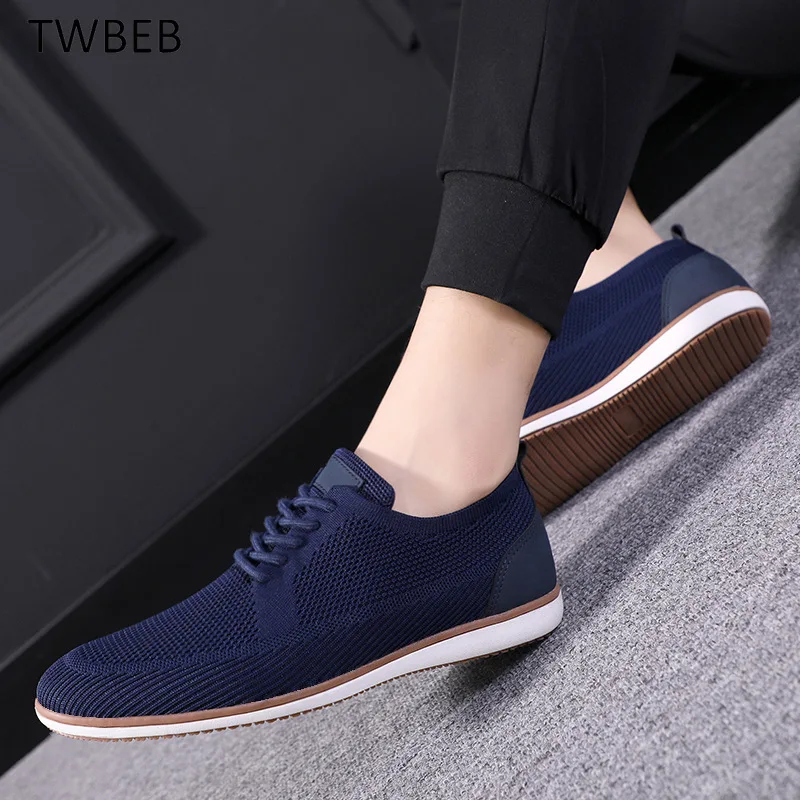 

2022 Sepatu Kasual Jaring Rajutan Bersirkulasi Sepatu Kasual Pintar Ringan Sepatu Pria Alas Kaki Kerja Kantor
