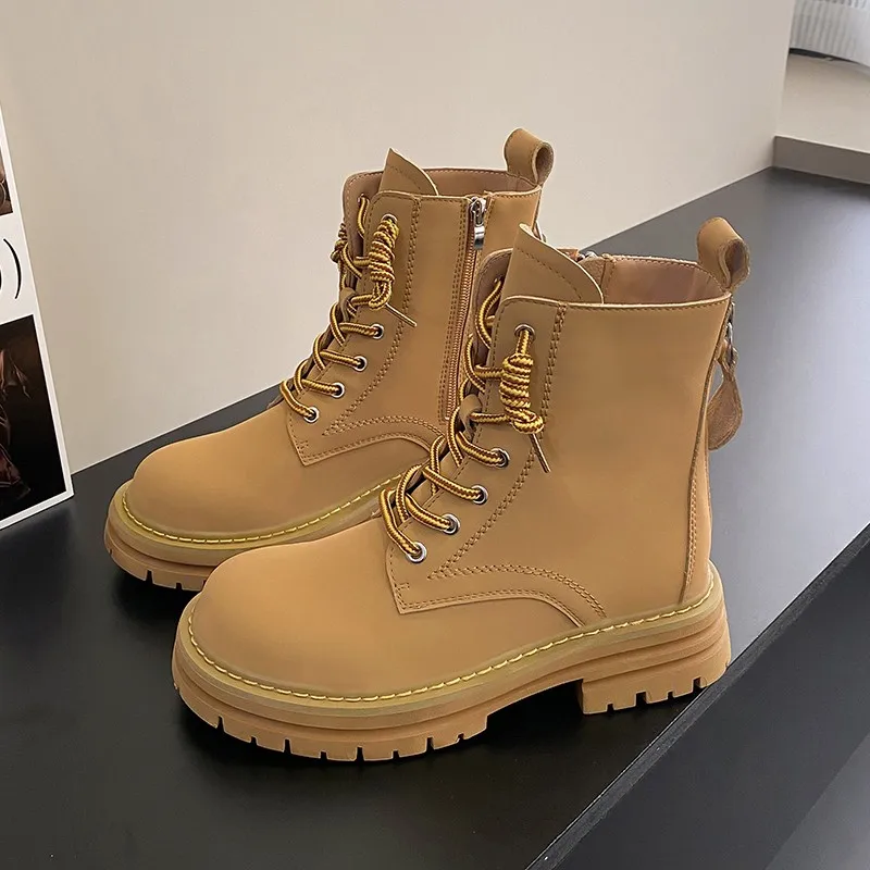 

Женские ботинки, прочные резиновые ботинки на шнуровке, модные женские повседневные ботинки на осень и зиму