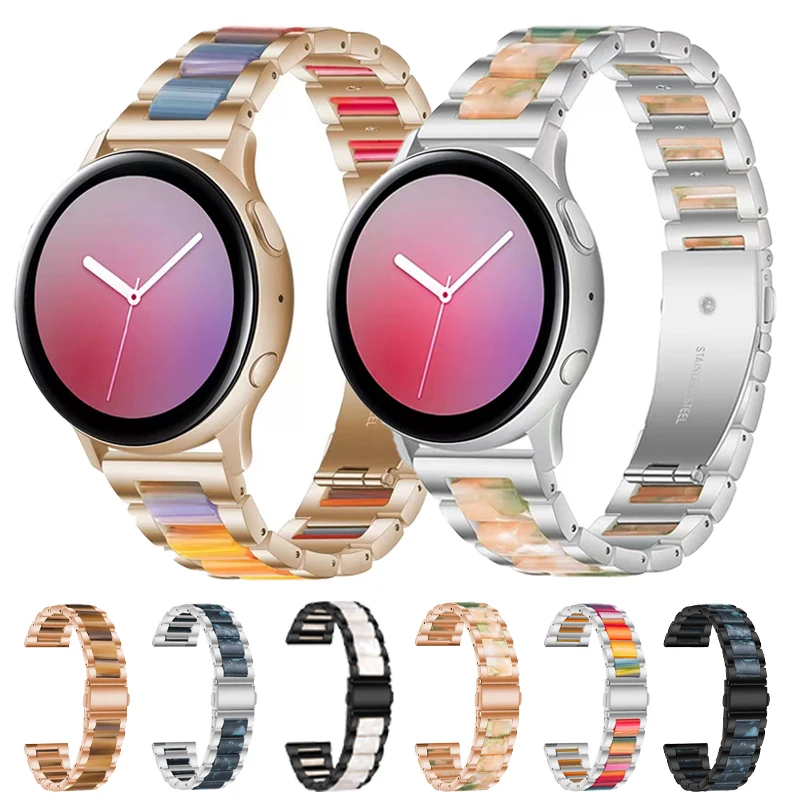 Resin+Metal Strap 20mm 22mm Watchband For Samsung Galaxy Watch 5/4 44mm 40mm Galaxy4 classic 46mm 42mm BraceletHuawei gt 2/3 pro