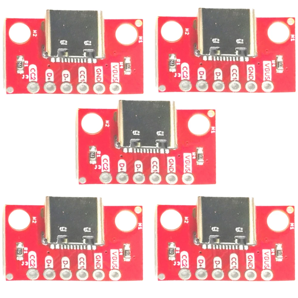 

5PCS USB 3.1 Type-C Connector Female Test PCB Board Power Adapter 16P 2.54mm Connector Socket For Data Line Wire Cable Transfer