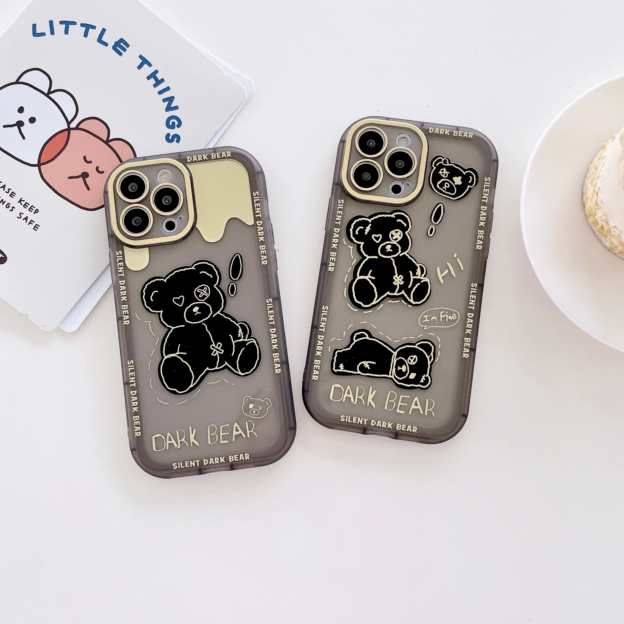 

Fashion Premium Cute Funny Cartoon Doll Bear Couple Shockproof Soft Silicone Phone Case for 11 12 13 Pro Max X XR XS 8 7 Plus