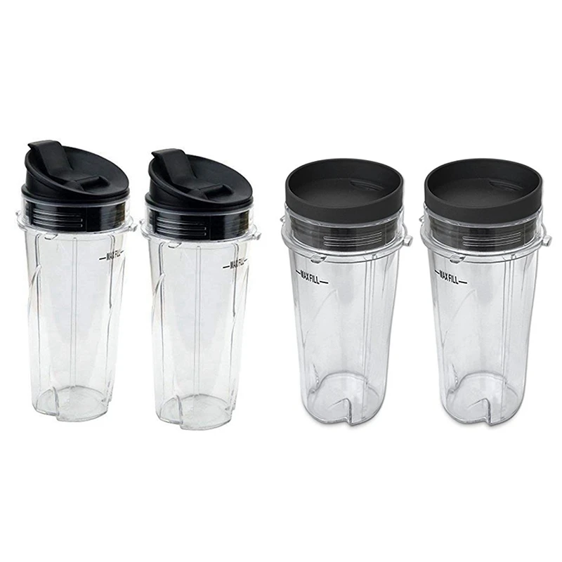 16 Oz Cup With 4 Sealing Caps, Suitable For BL770 BL780 BL660 Professional Blender, 2 Flat Covers, 2 Flip Covers