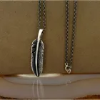 Ожерелье с настоящей искусственной серебряной цепочкой, Орлом и перьями