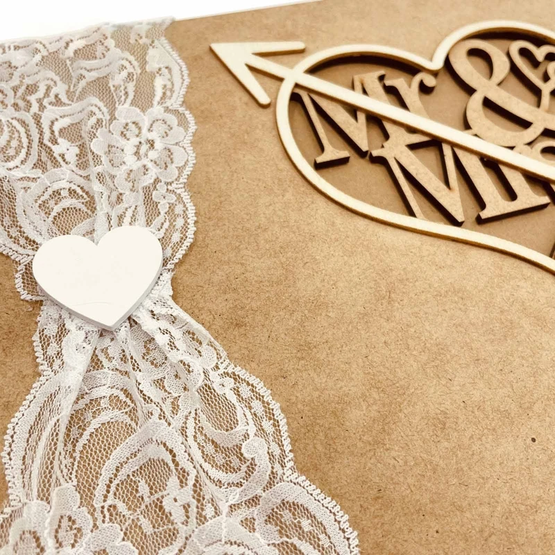 

F2TE Wedding Guest Book Set Wood Love Heart Ornament Wood Storage Kit for Wedding Reception Engagement Anniversary Decoration