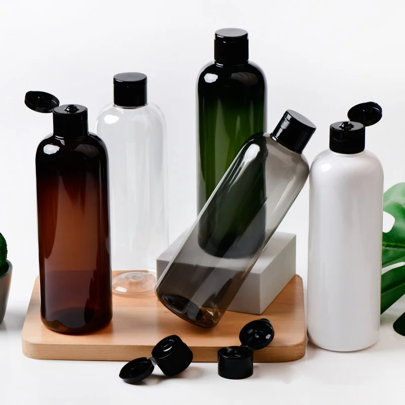 

500 мл шампунь, коричневая пластиковая многоразовая бутылка для косметического лосьона, бутылки с откидной крышкой для домашних животных