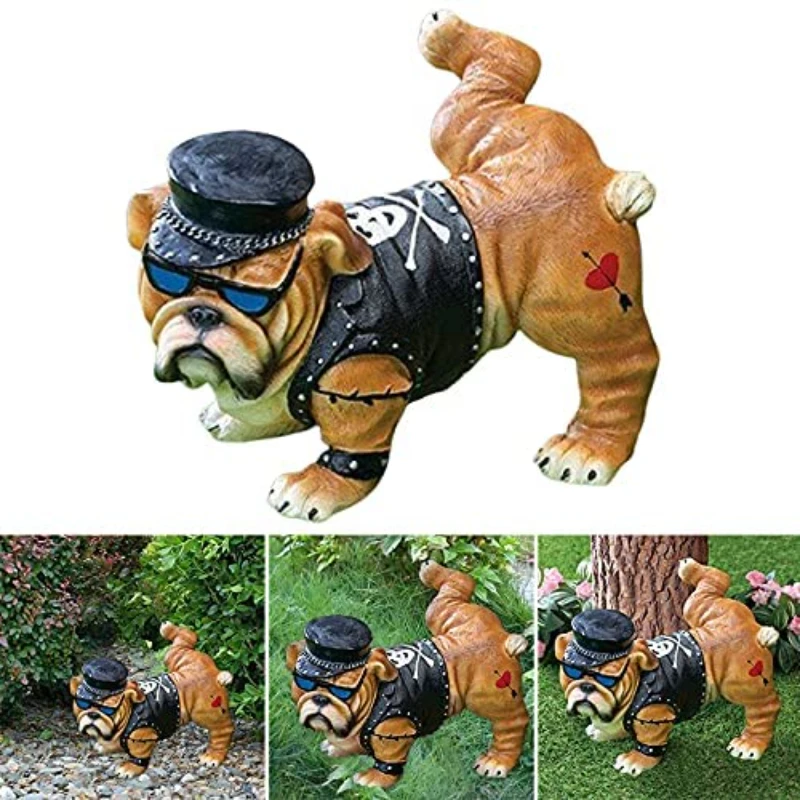 Creative Home Bulldog Ornament Pissing Dog Statue Funny Animal Gnome Garden Garden Sculpture Outdoor Landscape Ornament