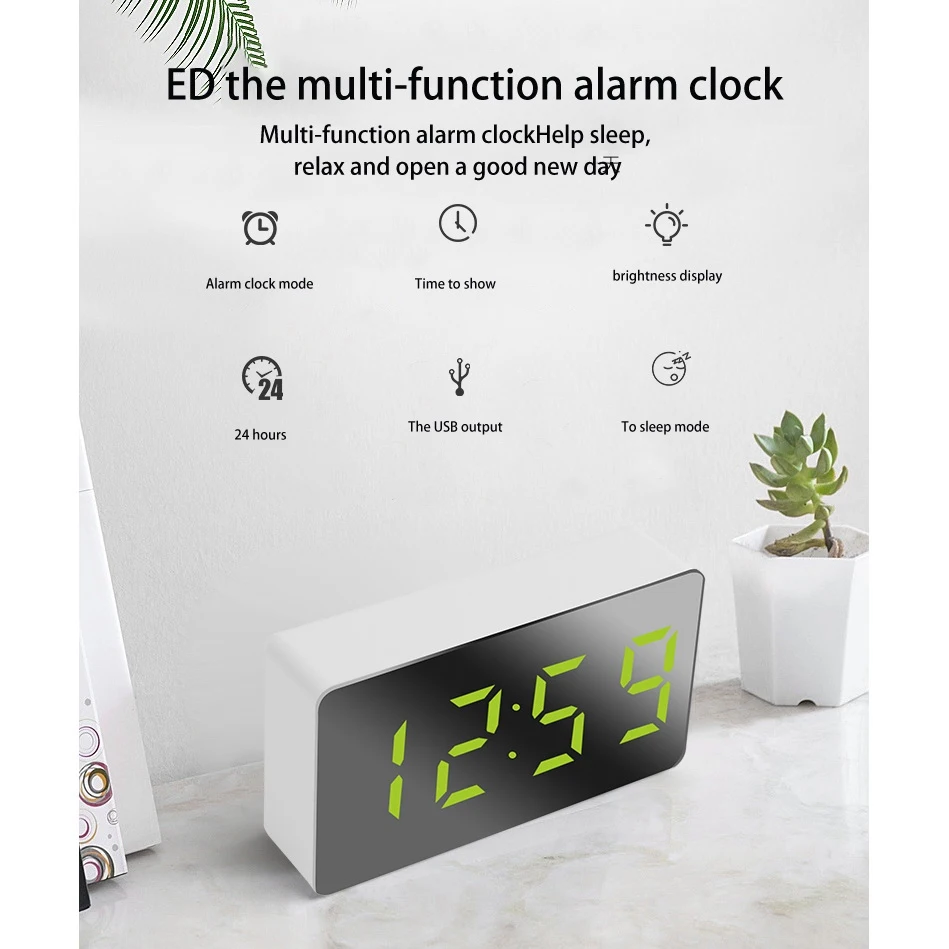 Настольный мини-будильник цифровые зеркальные настенные часы с функцией