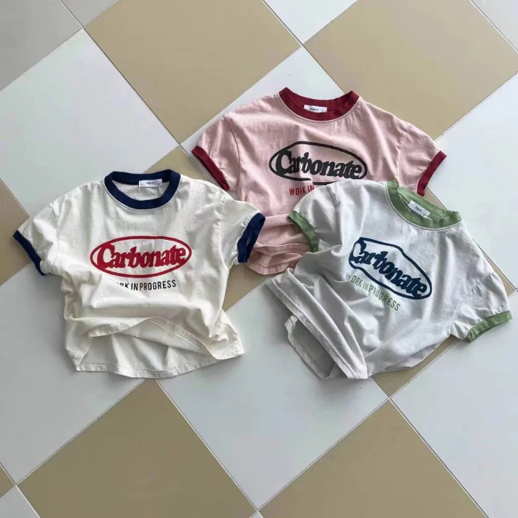2023 New Fashion Letter Print Baby Short Sleeve T Shirts Infant Casual Tops Children Loose Tee Toddler Boy Girl Summer T Shirt