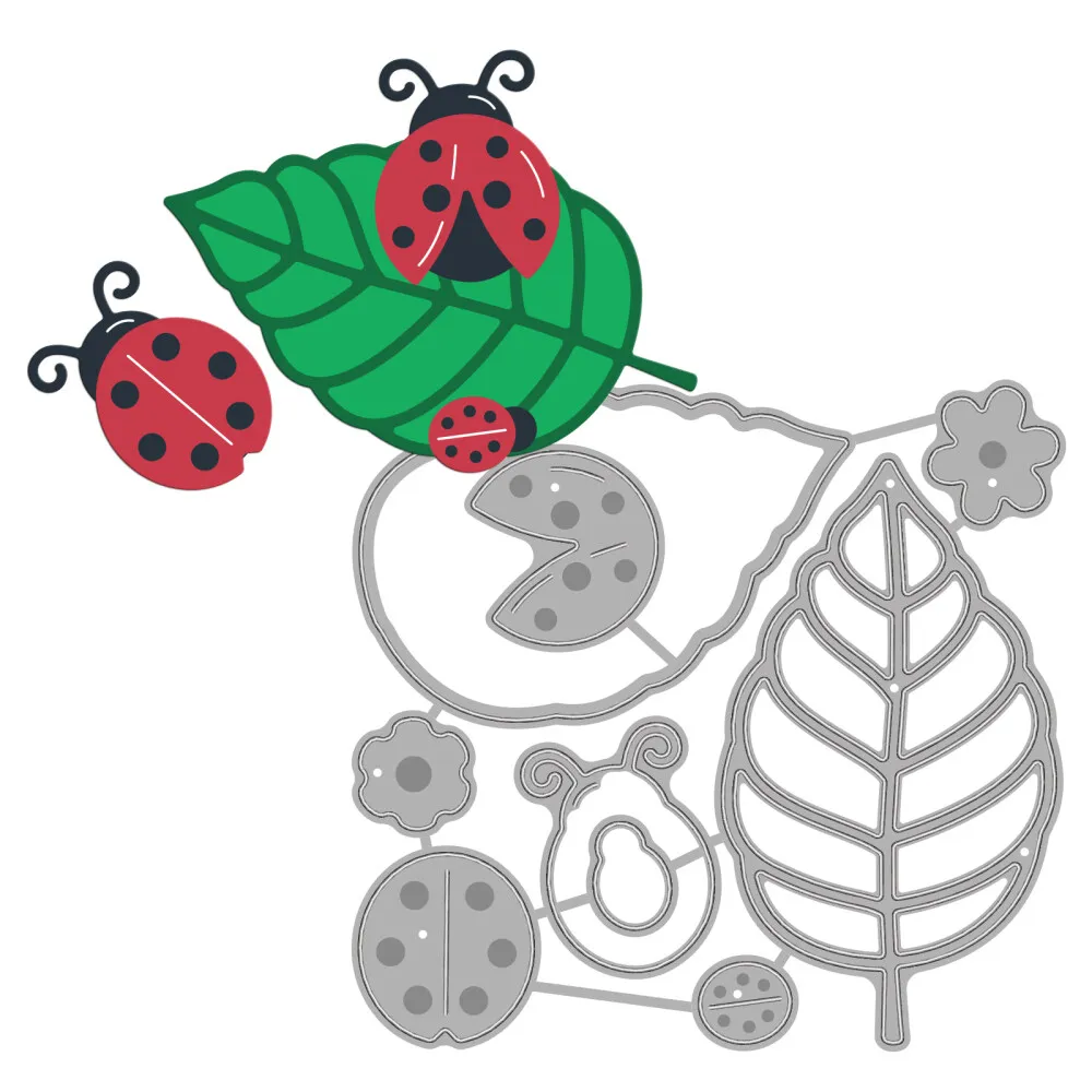 

1PC Ladybug Metal Cutting Dies Leaves Die Cuts Stencil Template Moulds for Scrapbook Embossing Album Paper Card Making