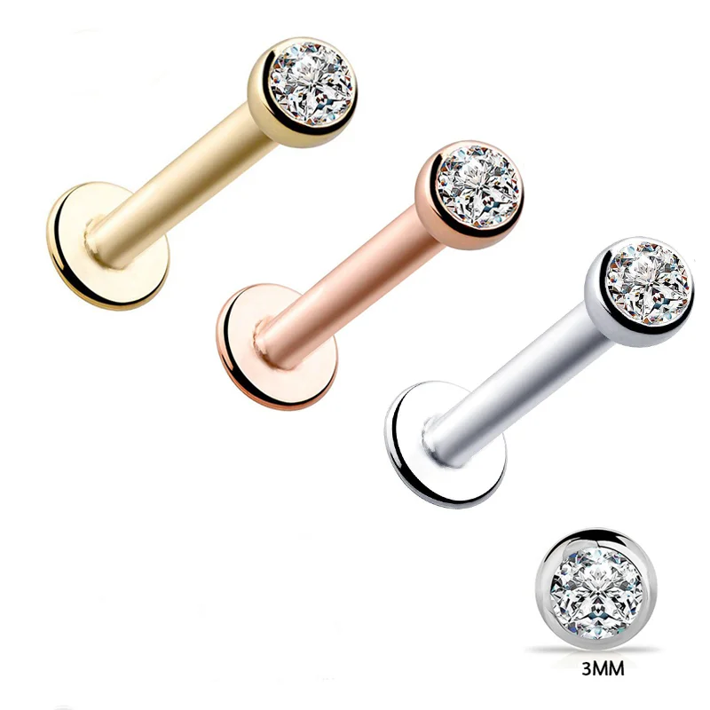 

1Pc 16G Labret Tragus Cartilage Earring 16g Punk Cz Gem Round Tragus Lip Ring Monroe Ear Cartilage Earring Piercing