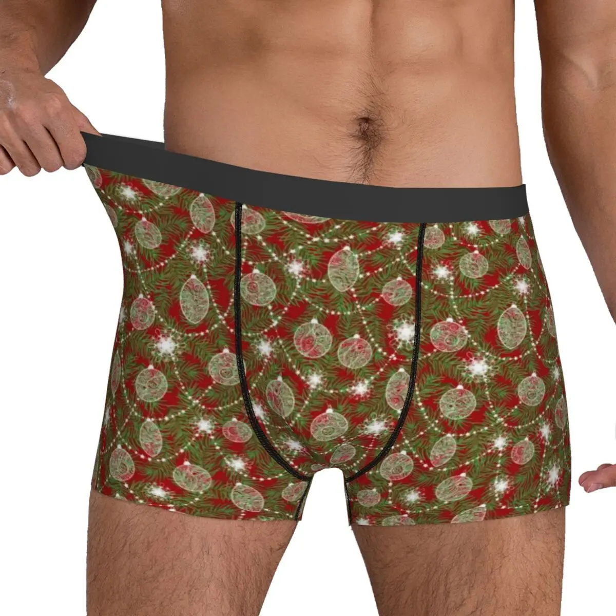 Christmas Tree Underwear Holidays Print Man Underpants Custom Stretch Trunk High Quality Shorts Briefs Plus Size