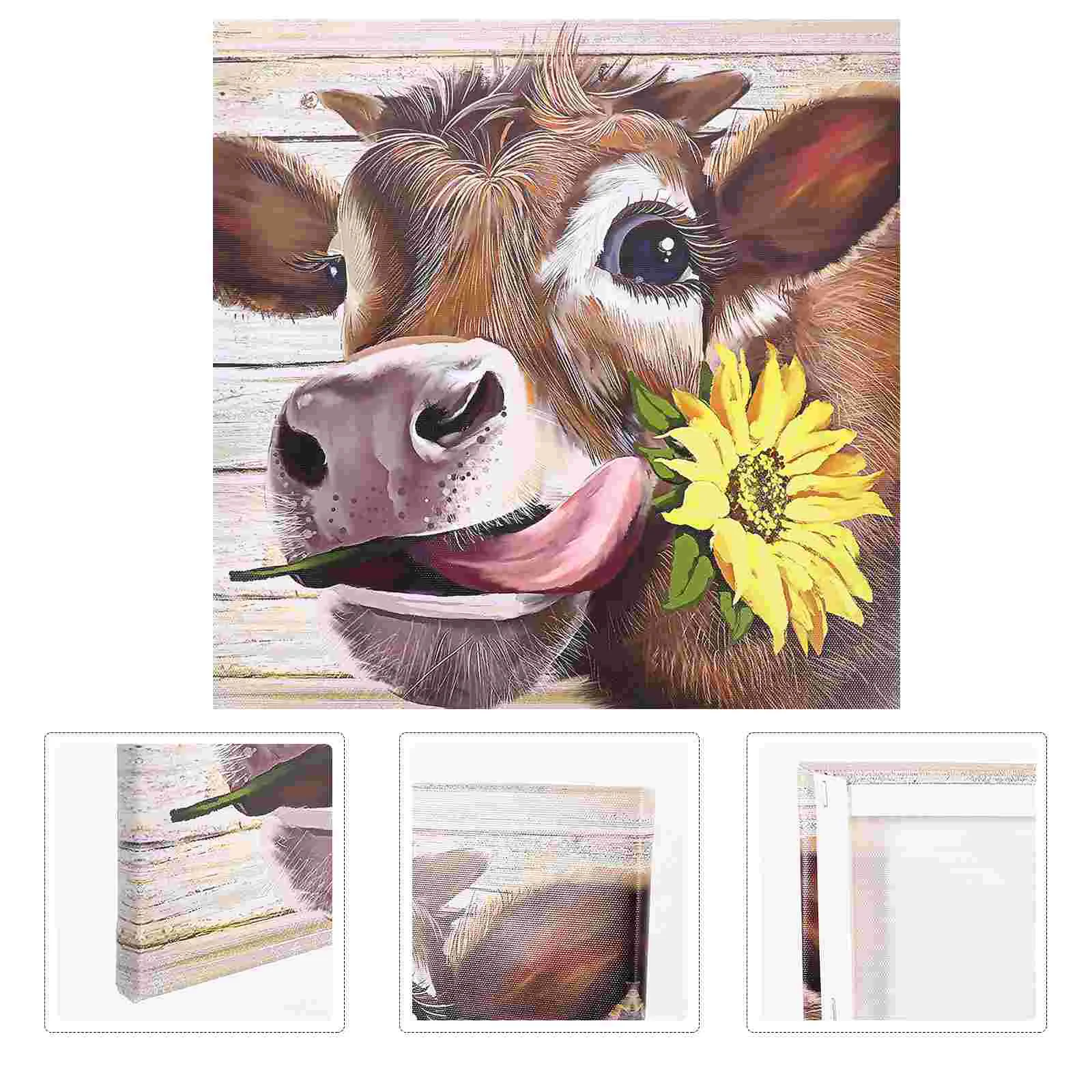 

Wall Decoration Floral Background Frameless Cow Picture Mural Painting Ornament