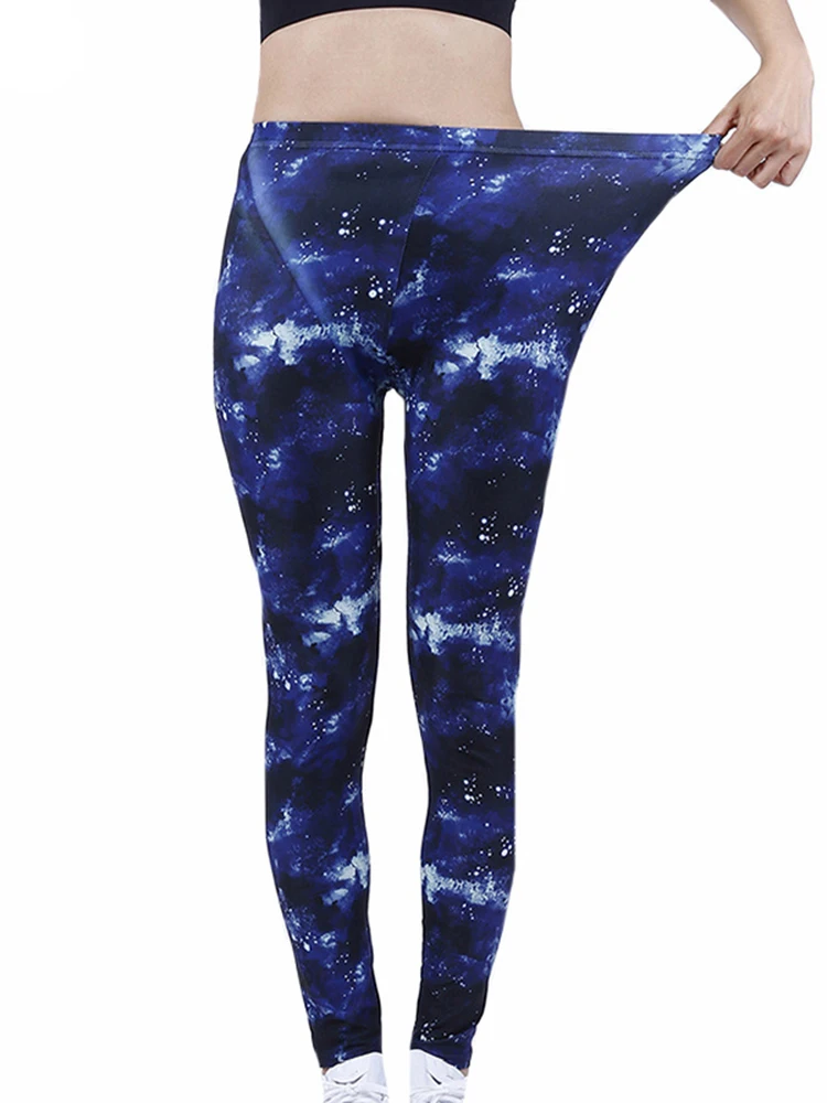 

CUHAKCI Leggings Women's Space Dark Blue Leggins Print Pants High Quality Fitness Trousers Mujer Hot Gym Stretch Sportswear