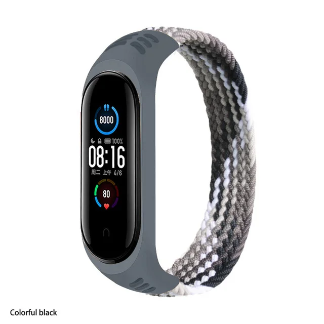 Браслет для xiaomi Mi band 7 6 эластичный нейлоновый Плетеный соло-браслет ремешок Miband4 5