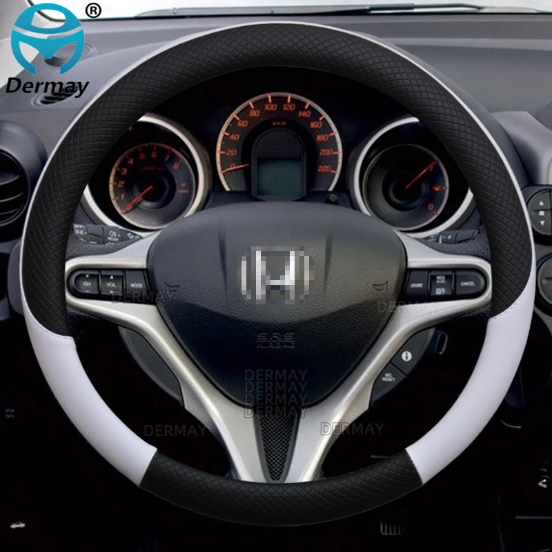 

100% DERMAY Brand PU Leather Car Steering Wheel Cover Non-slip for Honda Stream RN6 RN7 RN8 RN9 2000~2015 Auto Accessories