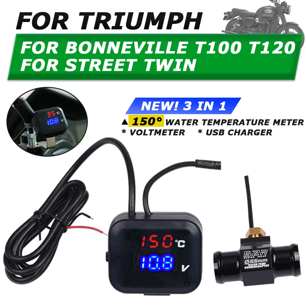 

Для TRIUMPH BONNEVILLE T100 T120 Street Twin T 100 120 аксессуары для мотоциклов 150 ° измеритель температуры воды вольтметр USB зарядное устройство