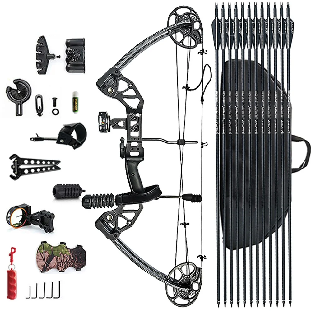 

1 Set Archery 30-70 Lbs Compound Bow Fishing Shooting Ourdoor Hunting Bow 19-31Inch Draw Length Sports Bow And Arrow
