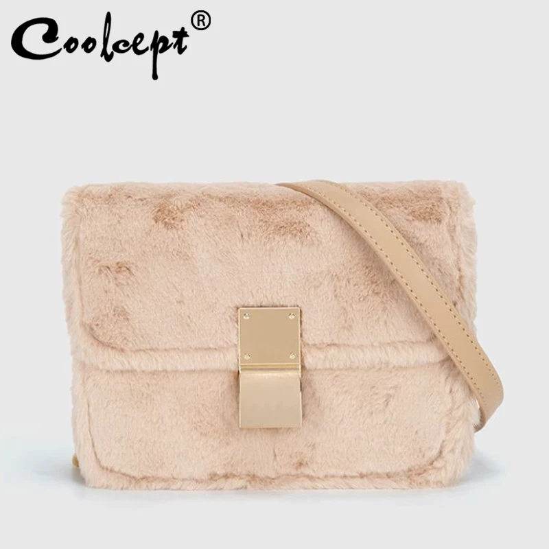 

Coolcept 2023 New Arrival Female Shoulder Bag With Fur Winter Women'S Bag Fashion Designer Square Bags Cross Body Bag For Women