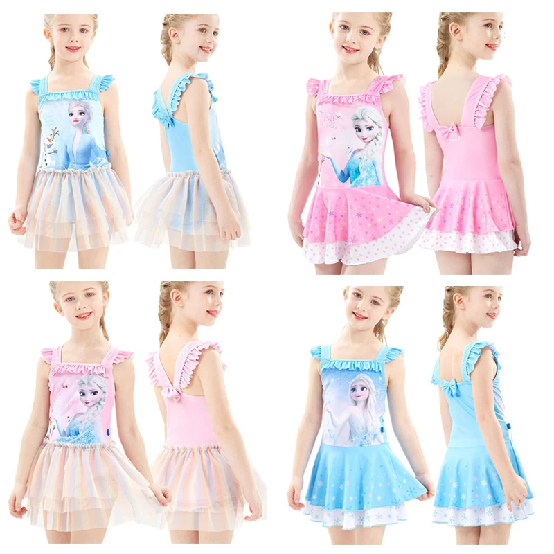 

Disney Frozen Elsa Princess Cartoon Anime Girls' Swimsuit Summer One-Piece Quick Drying Skirt Swimsuit Equipment Girls' Gift
