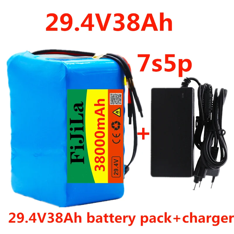 

Bateria de íon de lítio para cadeira de rodas, 24v, 38ah, 7s5p, 250w, 29.4v, 38000mah, pacote de bateria com bms + carregador