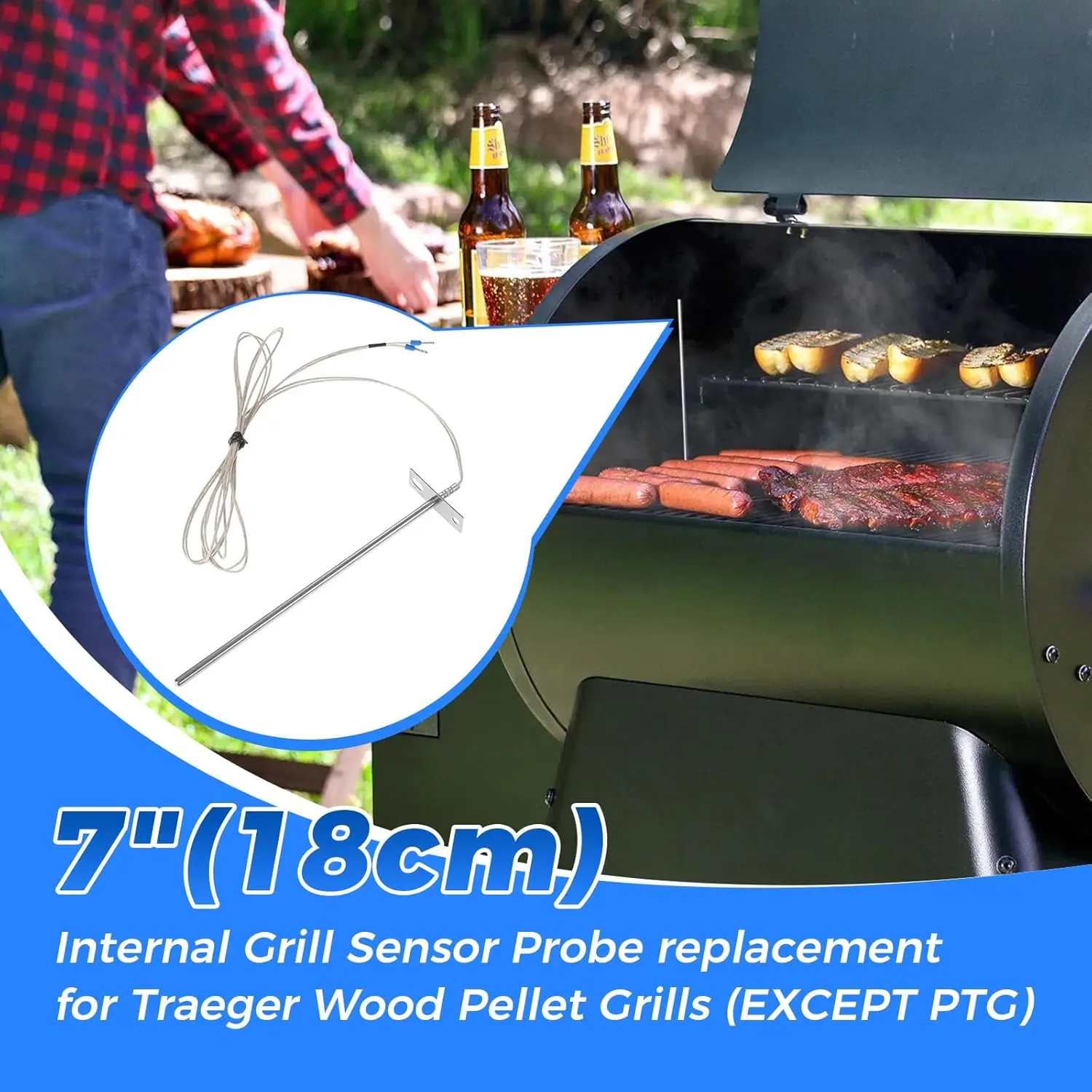 Фото 1 шт. датчик температуры RTD замена TR-180P1200L для Traeger цифровой термостат древесные гранулы грили духовка аксессуары для барбекю №1