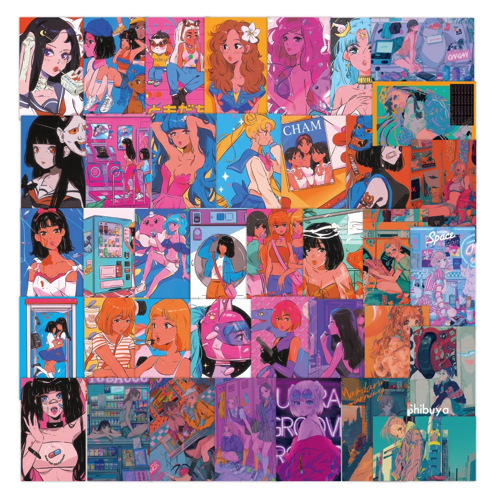 

10/30/50PCS Vitality Girl Cartoon Graffiti Sticker Toy Decoration Notebook Kids Gift iPad Guitar PVC Waterproof StickerWholesale