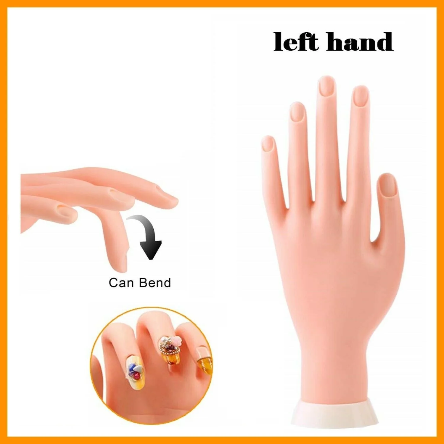 

Left/right Hand Model Silicone Acrylic Bendable Fingers For Nail Art Beginners Salon Artists Mannequin Exercise Tool