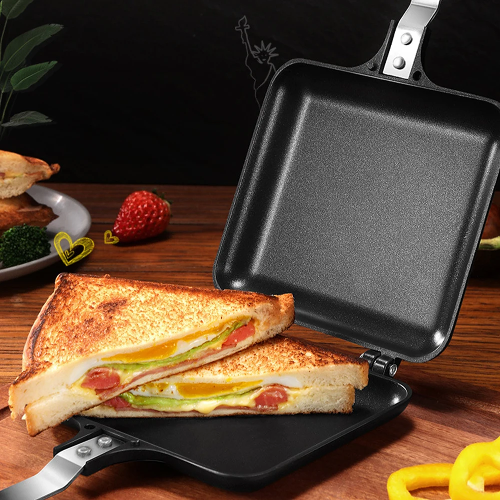 

Double-Sided Sandwich Frying Pan Home Kitchen Cooking Tool Sets Non-Stick With Handles Sandwich Bread Toast Waffle Pancake