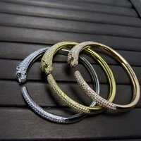 925 sterling silver leopard head full diamond bracelet fashion high version seiko fine jewelry leopard bracelet for women