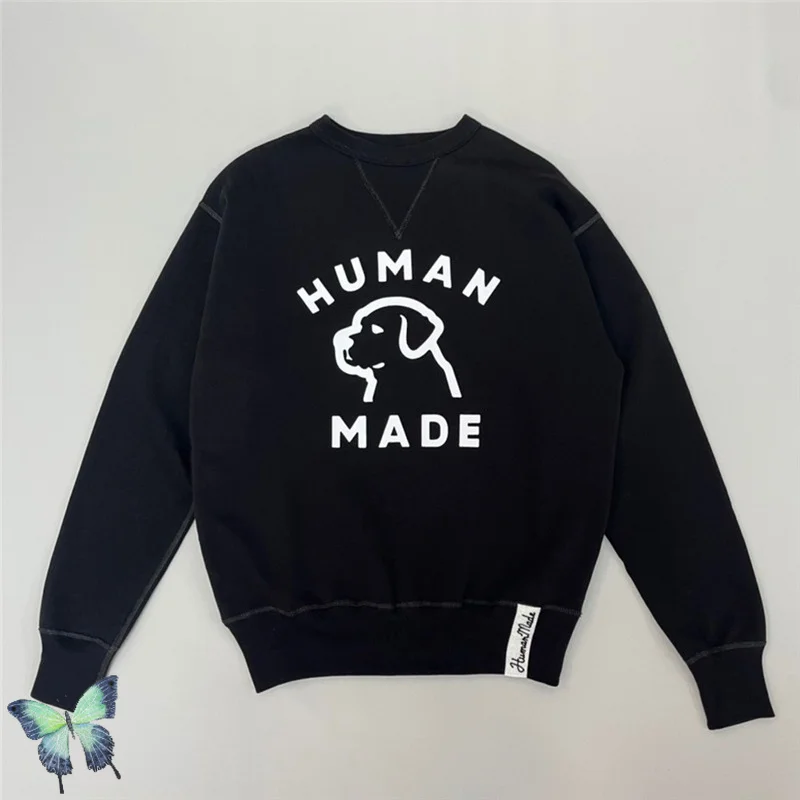 

Pink HUMAN MADE Sweatshirts Men Women HUMAN MADE Puppy Print Crewneck Fleece Sweatshirt