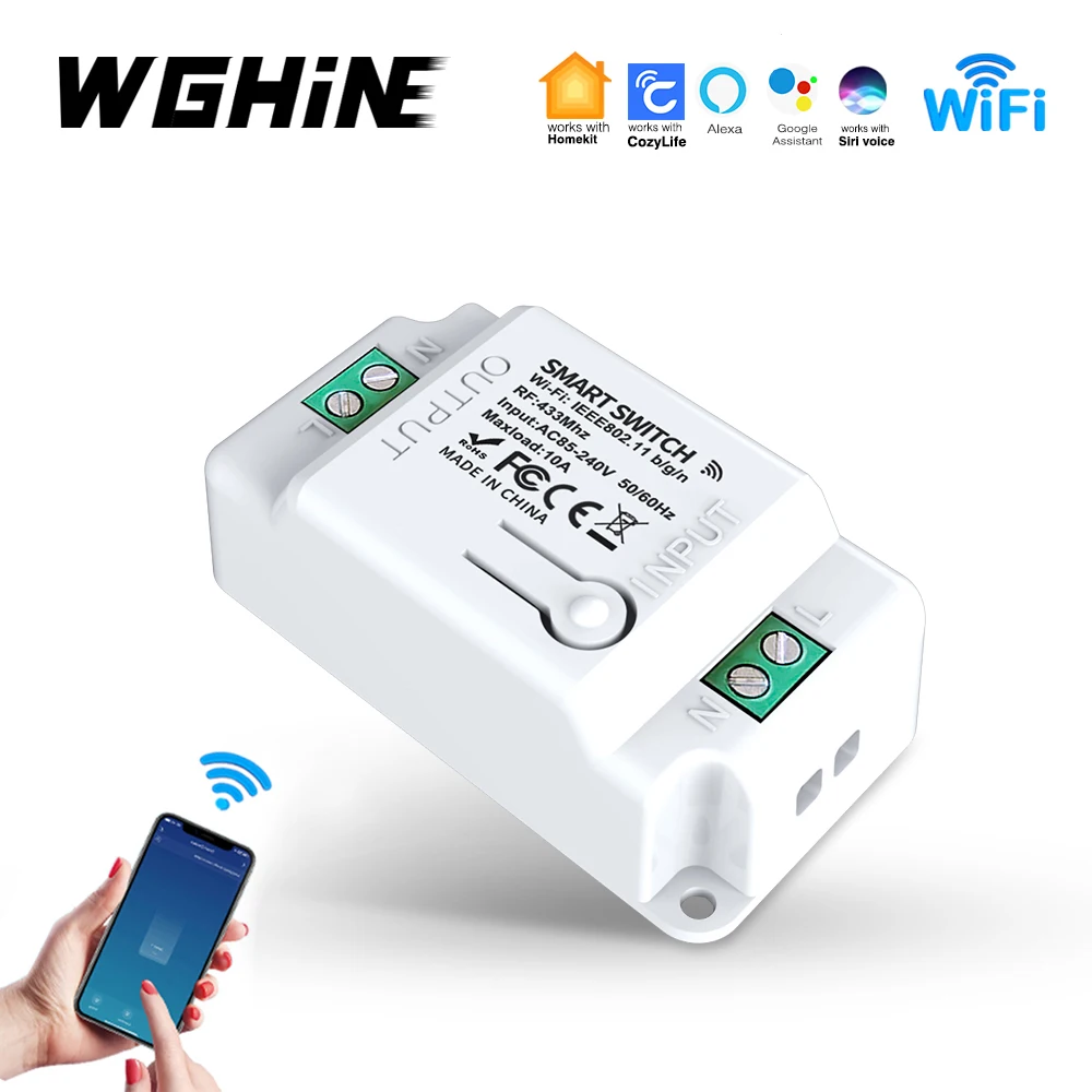 

WGHINE 10A Wifi Switch Controller DiY Wireless Remote Control Module Work With Alexa Google Home Alexa Tuya Cozylife Homekit