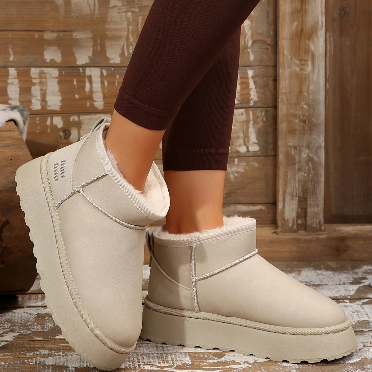 Ботильоны женские замшевые Повседневная Теплая обувь на плоской подошве модные