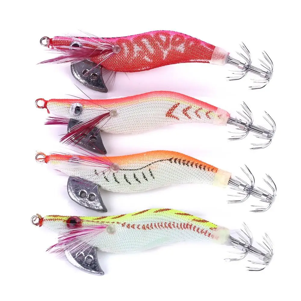 

3pcs fishing tackle wood shrimp lures 2023 lead sinker jigs fishing bait explosive hook 8cm/7g octopus lure simulation