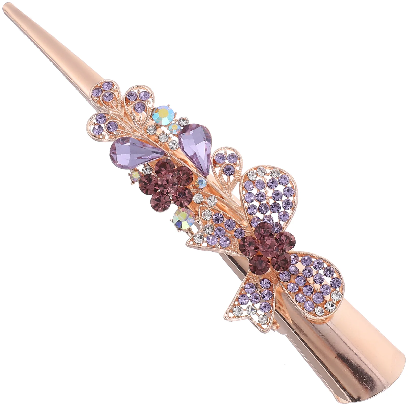 

Bow Rhinestone Hair Clip Duckbilled Women Sharp Mouth Accessories Girl Metal Miss