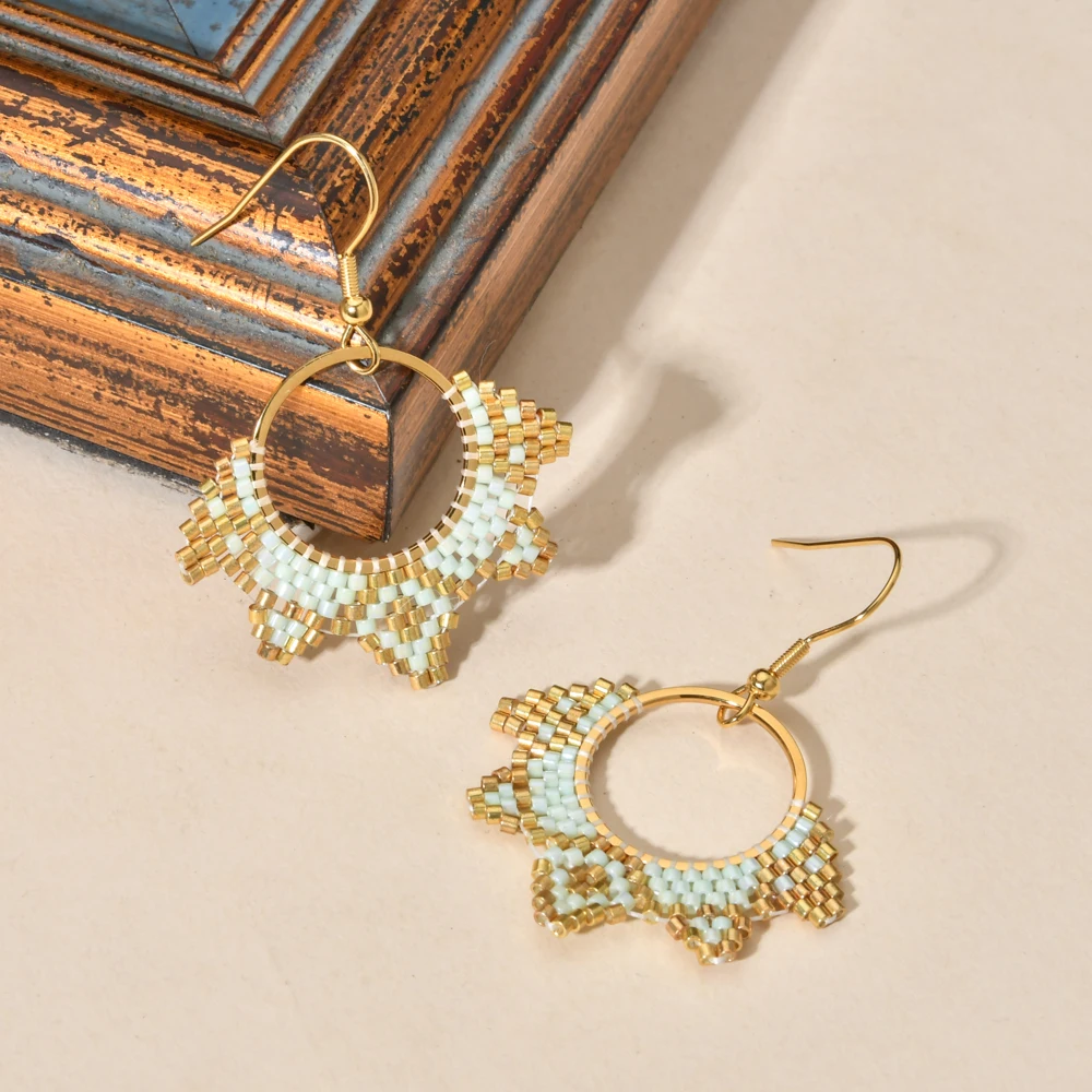 

ZMZY Bohemian Earrings 2023 MIYUKI Seed Beads Earrings Ethnic Drop Earings Fashion Jewelry Bijoux Femme Statement Earrings
