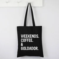 weekends coffee tote bag canvas cartoon funny distressed cute bags custom bags with logo dog gift fashion tote bag
