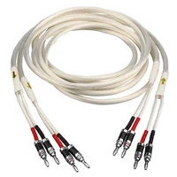 one pair hifi silver plated speaker cable hi end 5n occ speaker wire for hi fi systems y plug banana plug speaker cable